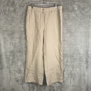 Eileen Fisher 100% Organic Linen Wide Leg Pant SZ S Beige Natural Minimalist NWT